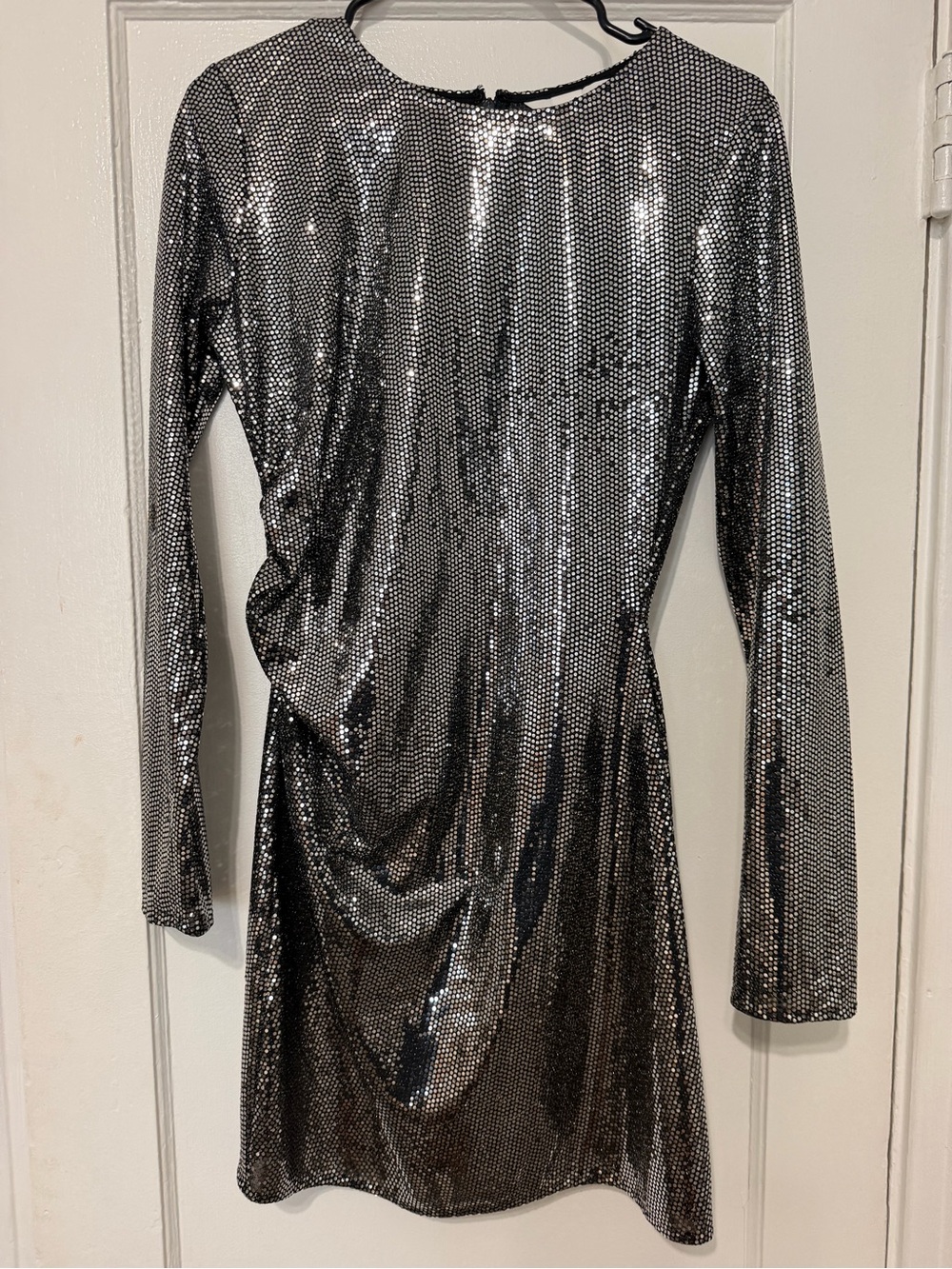 H&M Silver Long-Sleeve Sequin Party Dress